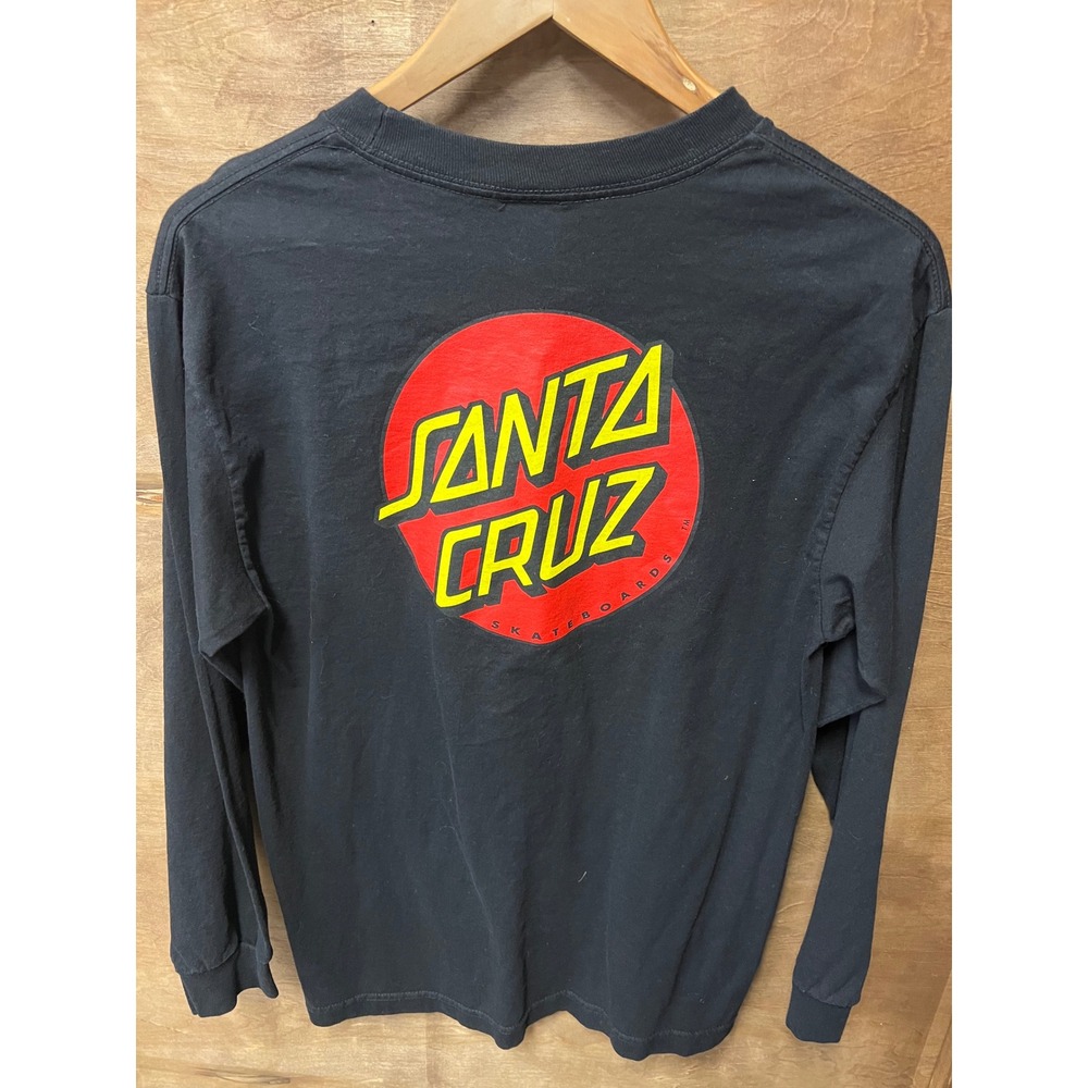 Santa Cruz Skateboards Mens Long Sleeve Dot Logo Graphic T-Shirt Black Size M